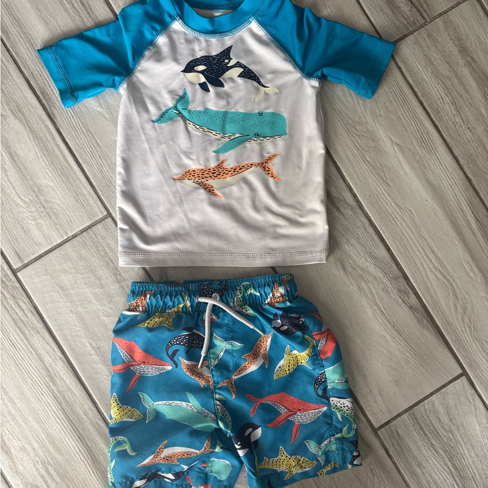 Kids Swim Set with Sea Creature Design - Blue